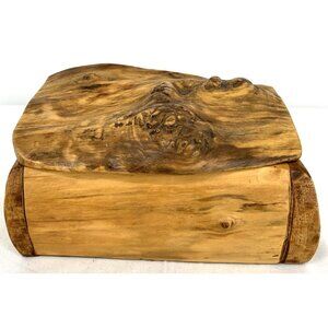 Burl Wood Jewelry Trinket Lined Hand Crafted 10 x 7 x 6"